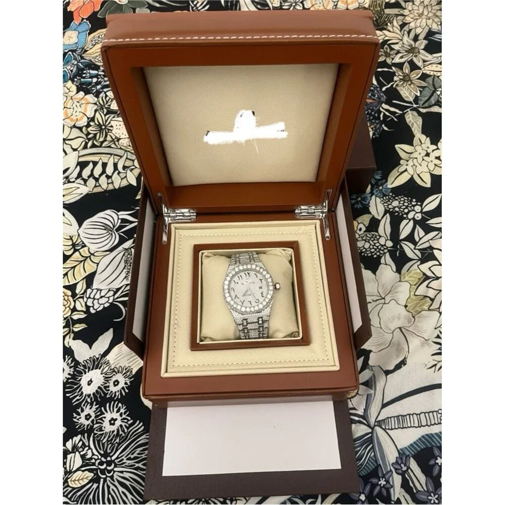Bust Down Moissanite Watch Iced Out Swiss Auto Movement 41mm with Box + Papers